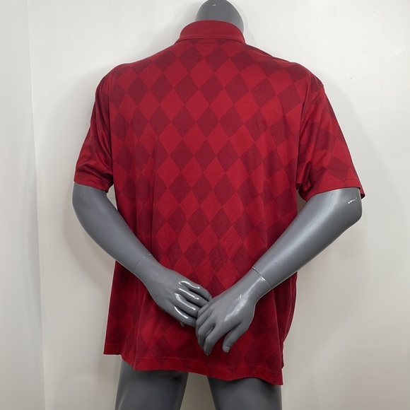 St. John’s Bay Men’s Polo Shirt Short Sleeves 2XL Maroon & Red Diamond Pattern - Picture 5 of 15